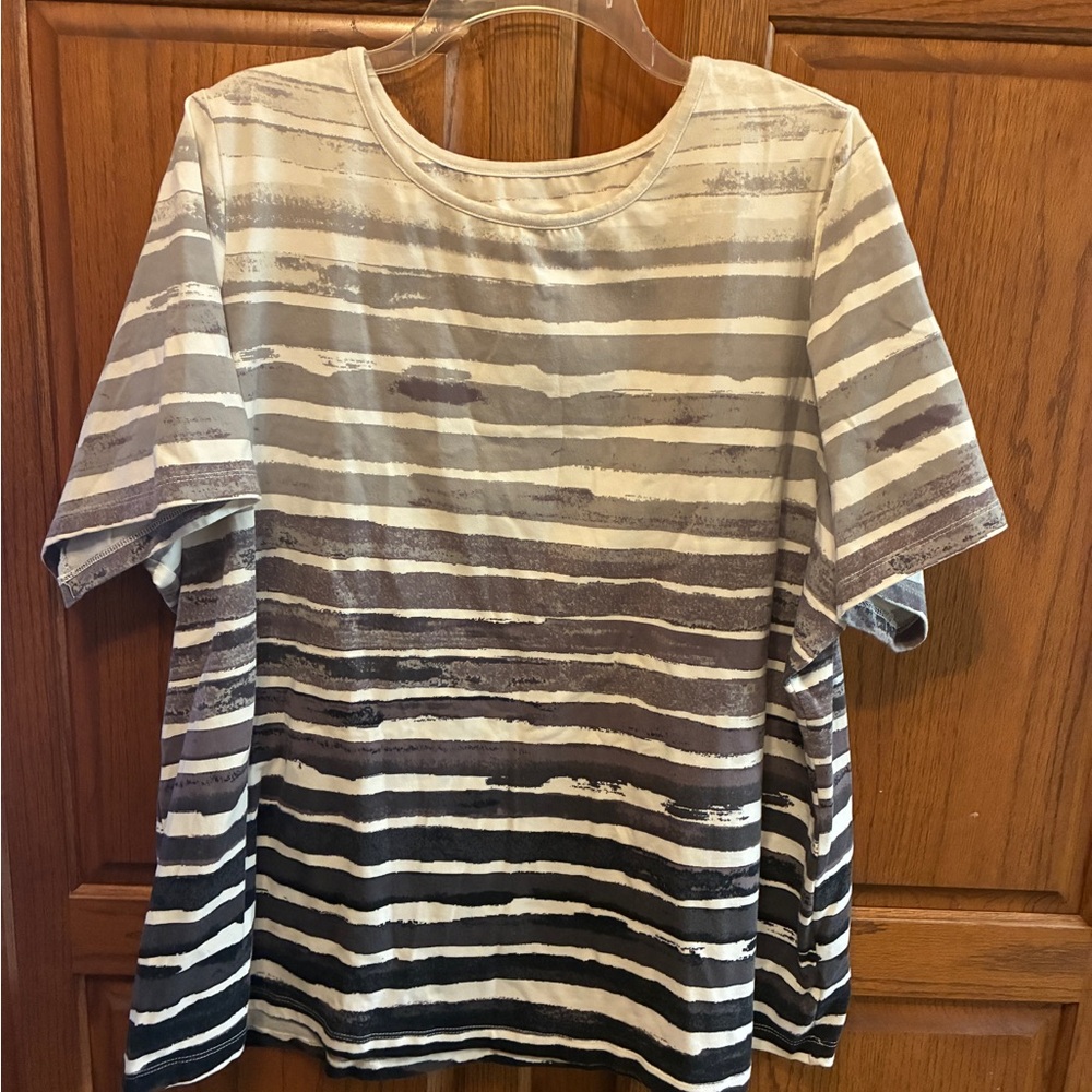 Striped Short Sleeve Tee - Gray and Black